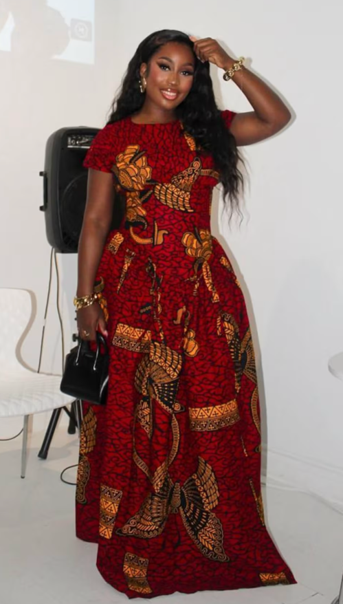 Red Ankara Maxi Dress