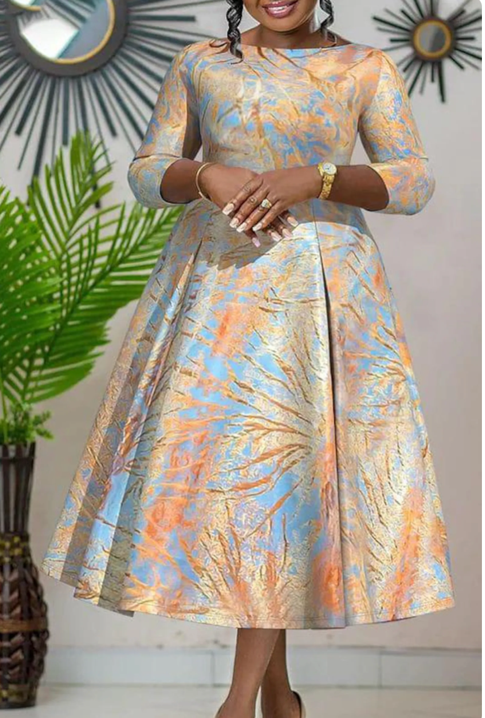 African Wax Flare Wrap Dress