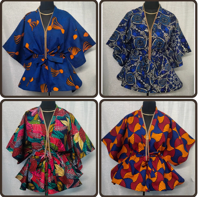 Stylish handmade Ankara kimono top jacket